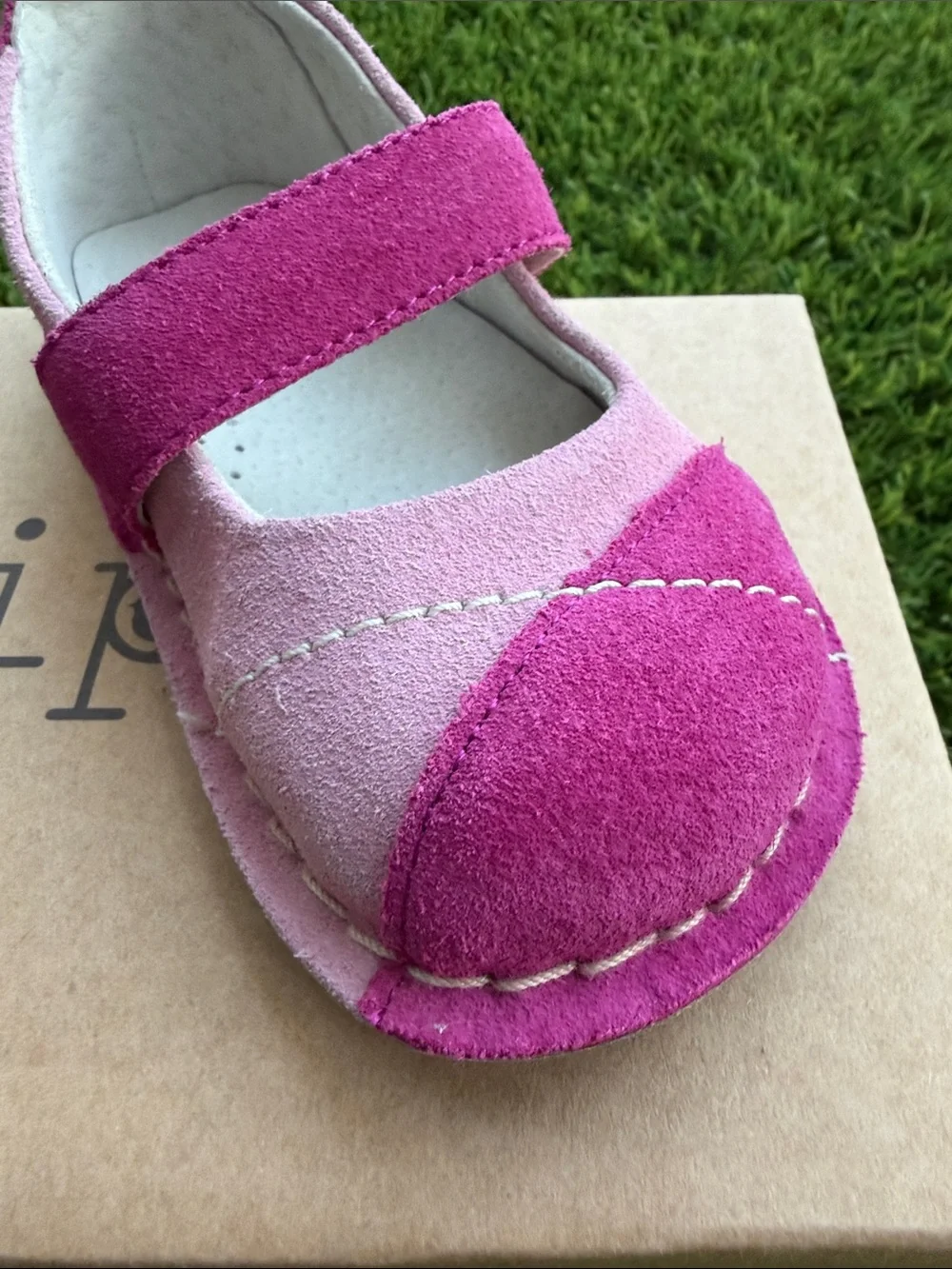 Girls Two-Tone Pink Suede Mary Jane Shoes